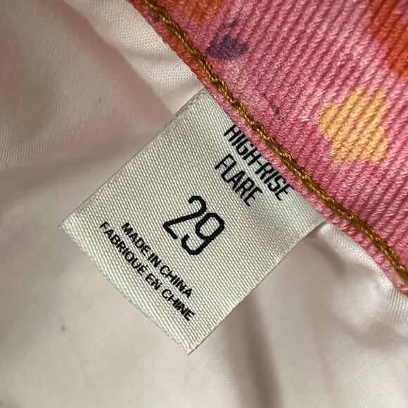 BDG Urban Outfitters Jeans Womens 29 Pink Rose High Rise Flare Floral Pants NWT - Picture 6 of 11